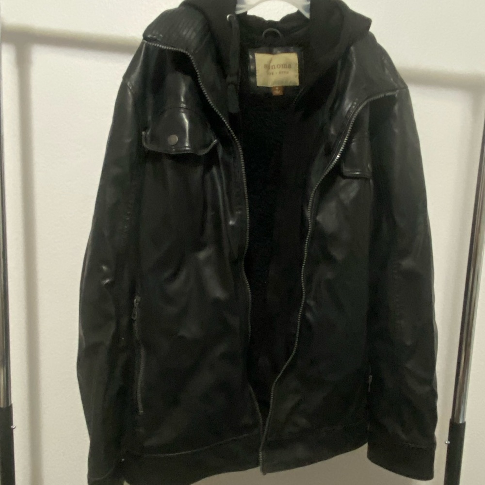 Men’s Sonoma Faux Hoodie Leather Jacket